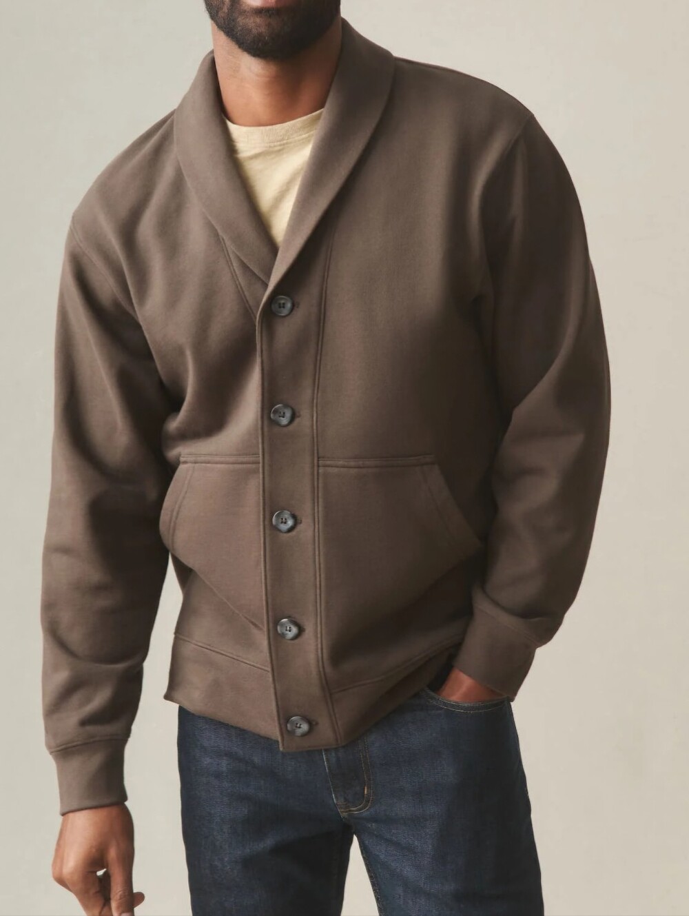 AMERICAN GIANT Men's XL Shawl Collar Cardigan Heavyweight Fleece NWOT